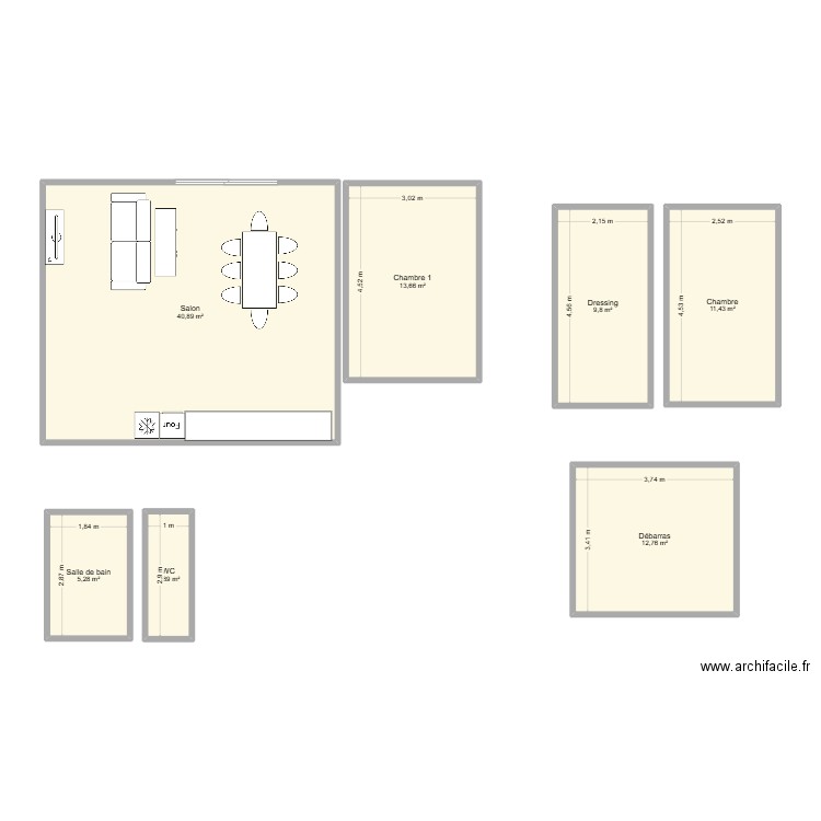 145. Plan de 7 pièces et 97 m2