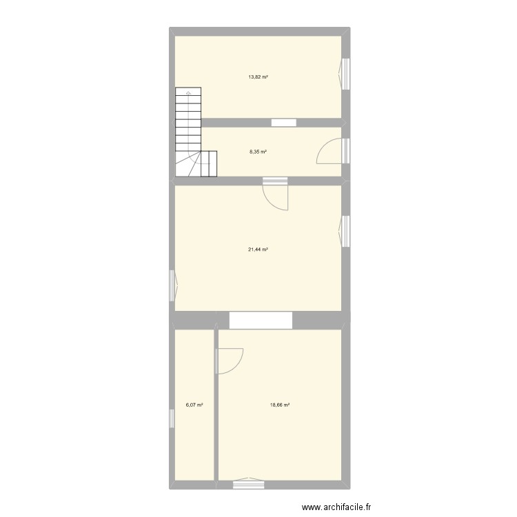 Maison_RDC. Plan de 5 pièces et 68 m2