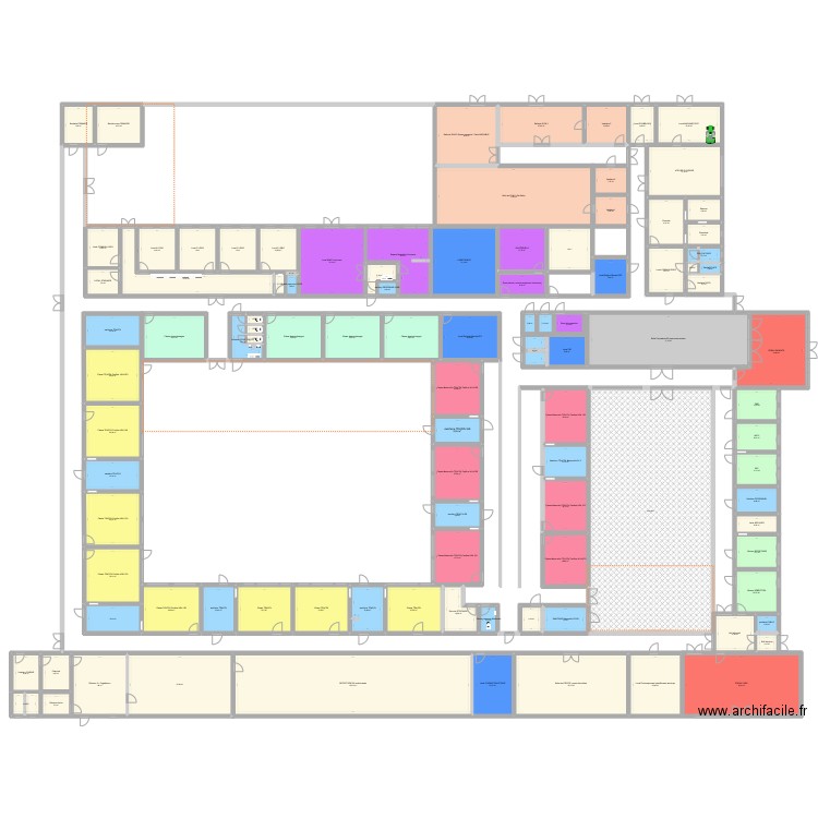 Projet aménagement Ecole la Glandée. Plan de 102 pièces et 2006 m2