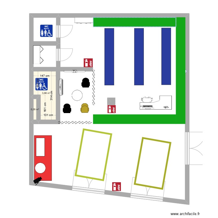 had Soualem. Plan de 2 pièces et 4 m2