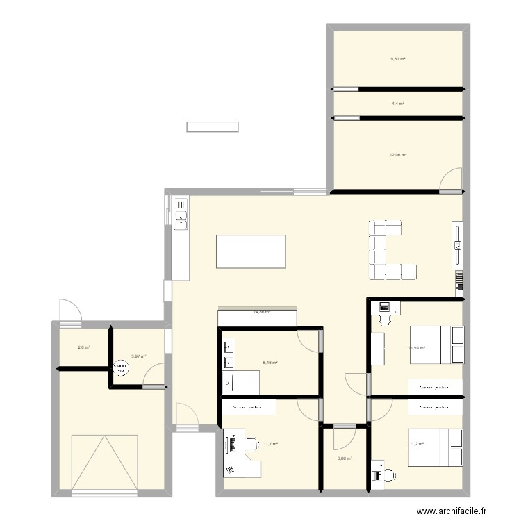 essai 1. Plan de 11 pièces et 154 m2