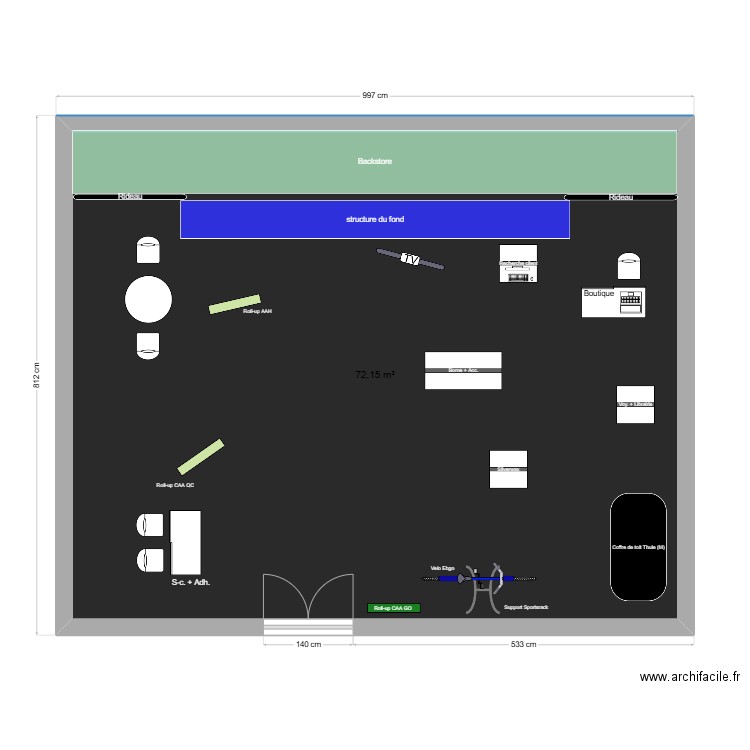 SIAQ-Kiosque-amengament2. Plan de 1 pièce et 72 m2