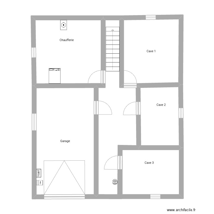 Derya sous sol. Plan de 4 pièces et 80 m2