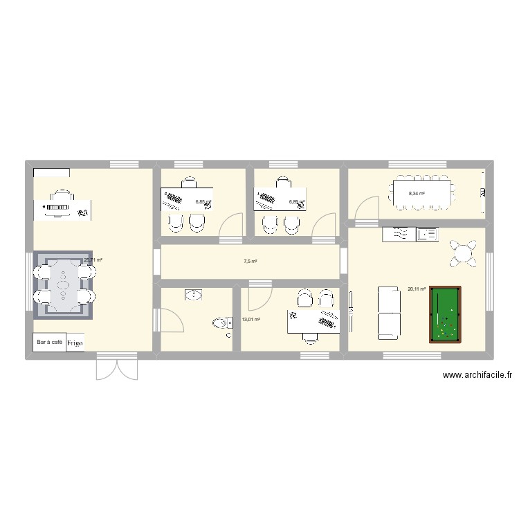 plan d'affaire. Plan de 7 pièces et 88 m2