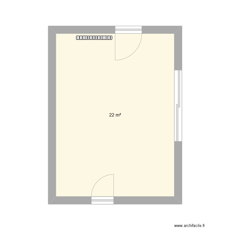 Bureau. Plan de 1 pièce et 22 m2