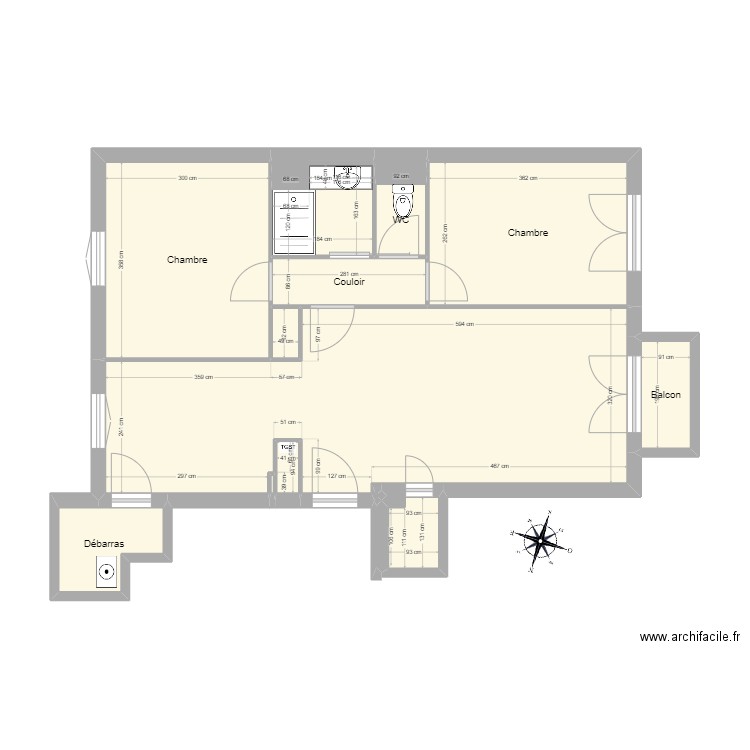 JULES projet 05. Plan de 15 pièces et 60 m2