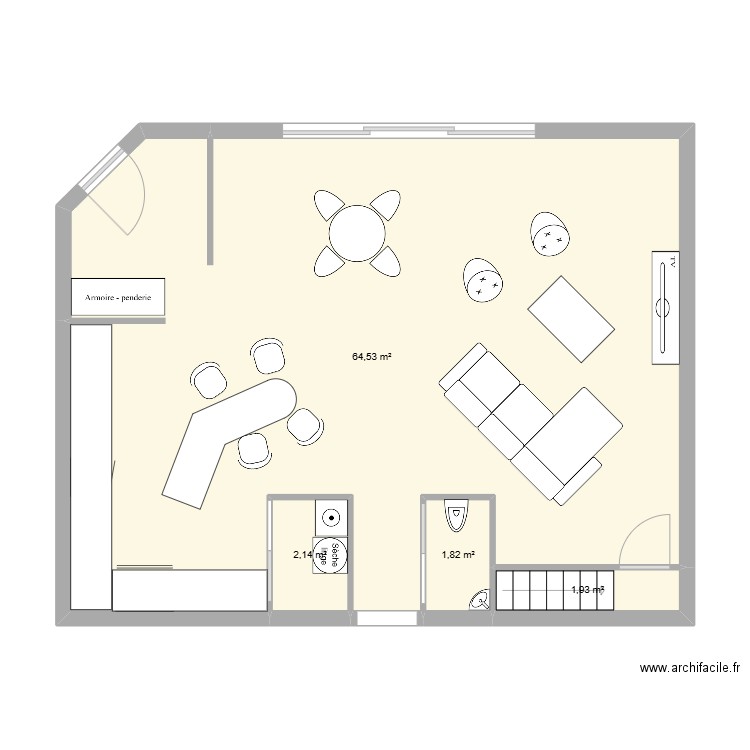 maison. Plan de 4 pièces et 70 m2