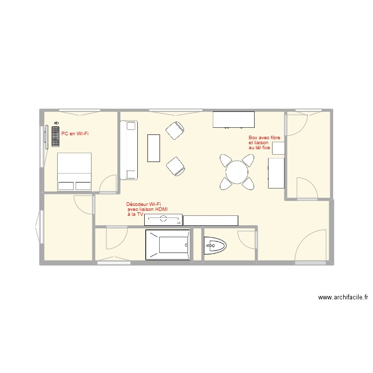 Chez Roland. Plan de 7 pièces et 24 m2