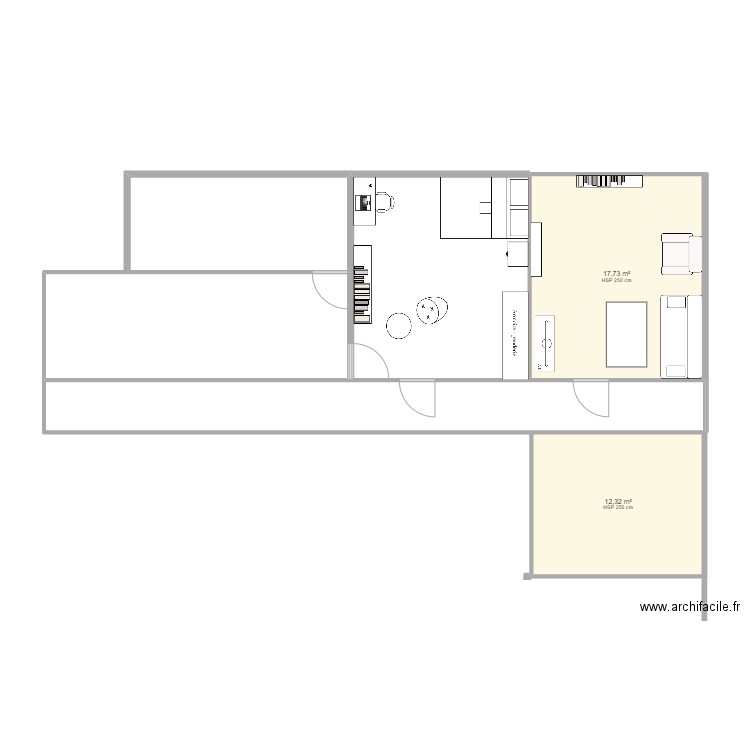 hendriane. Plan de 2 pièces et 30 m2