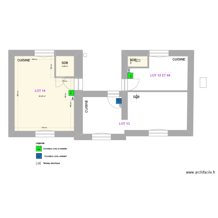 ST SEBASTIEN ENEDIS VF. Plan de 3 pièces et 35 m2