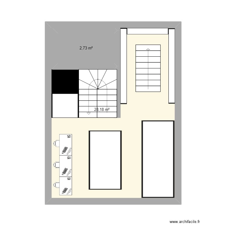 fnac. Plan de 3 pièces et 38 m2