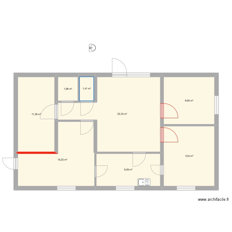 Cabinet Fanny Projet 1. Plan de 8 pièces et 83 m2