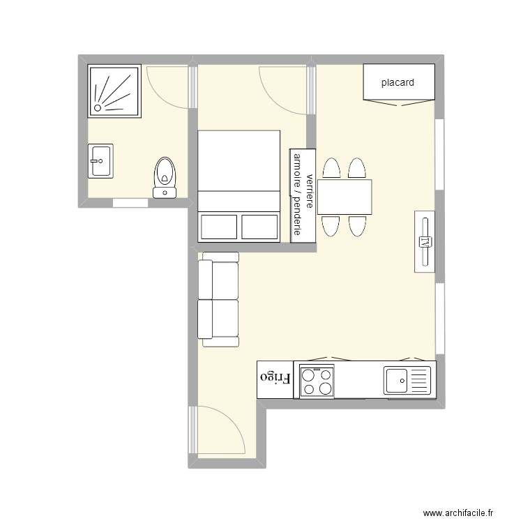 cindy2. Plan de 2 pièces et 27 m2