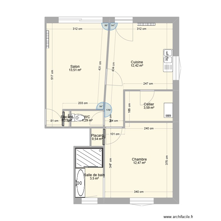 LOGEMENT 2. Plan de 8 pièces et 48 m2