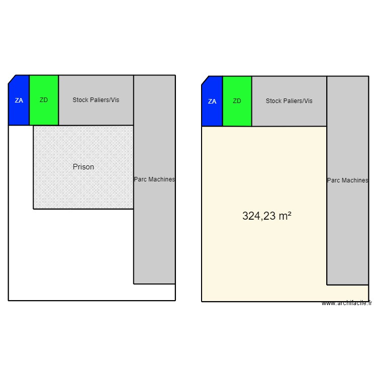 Zone Kitting. Plan de 10 pièces et 872 m2