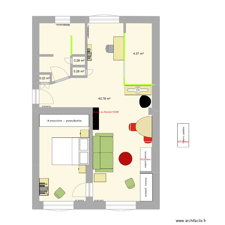 Chez nous new V3. Plan de 5 pièces et 49 m2