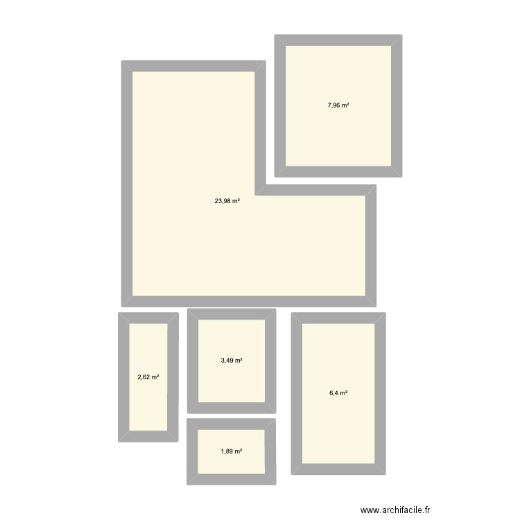 Appartement. Plan de 6 pièces et 46 m2