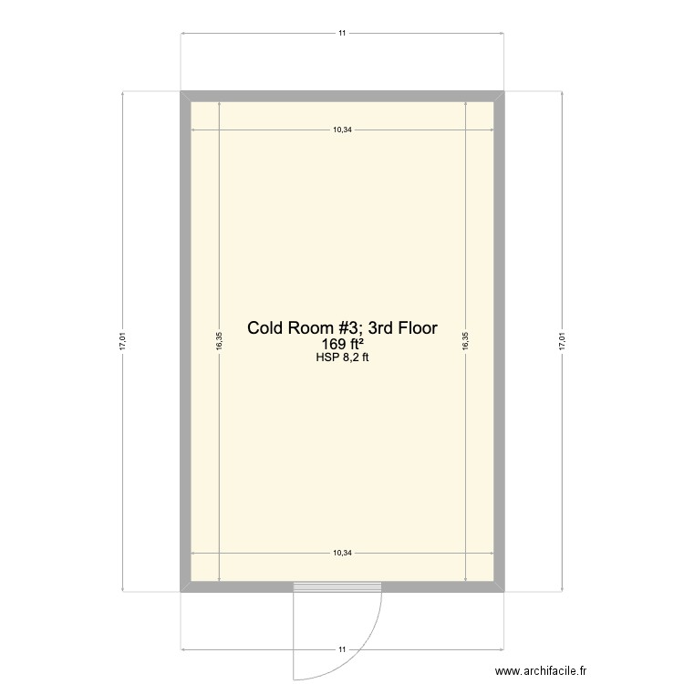 DES Cold Room #3. Plan de 1 pièce et 16 m2