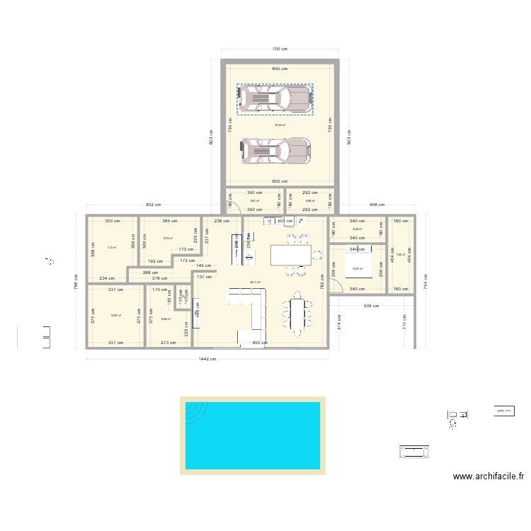 polm bis. Plan de 12 pièces et 190 m2