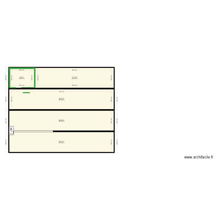 4X40 ZONE VIE. Plan de 5 pièces et 112 m2