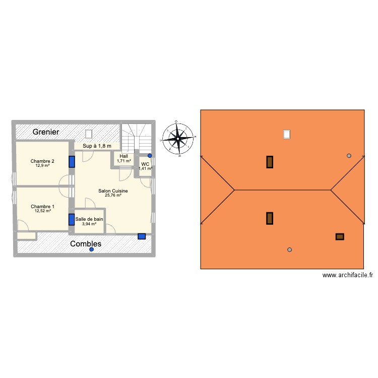 PLAN 2 D BASSENS . Plan de 20 pièces et 177 m2