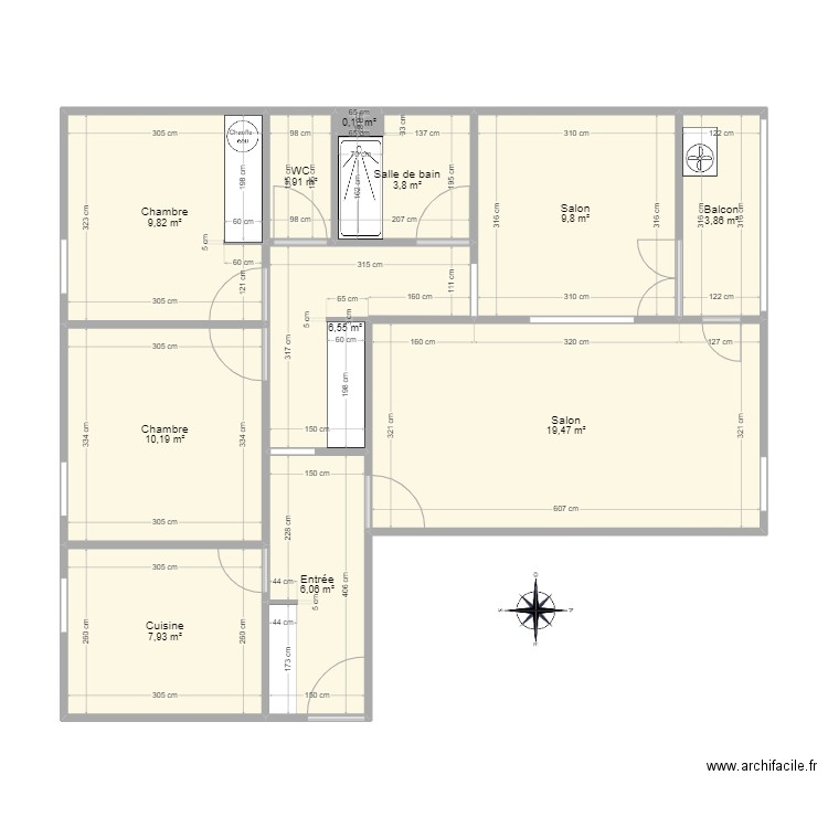 ANGELI. Plan de 11 pièces et 80 m2