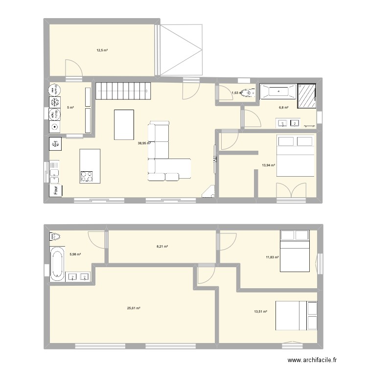 maison 5. Plan de 11 pièces et 144 m2