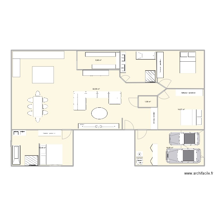 maison manon 1. Plan de 6 pièces et 149 m2