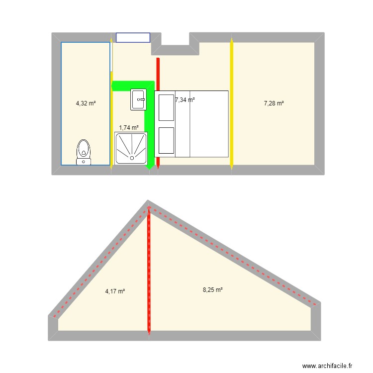 Garage. Plan de 6 pièces et 33 m2