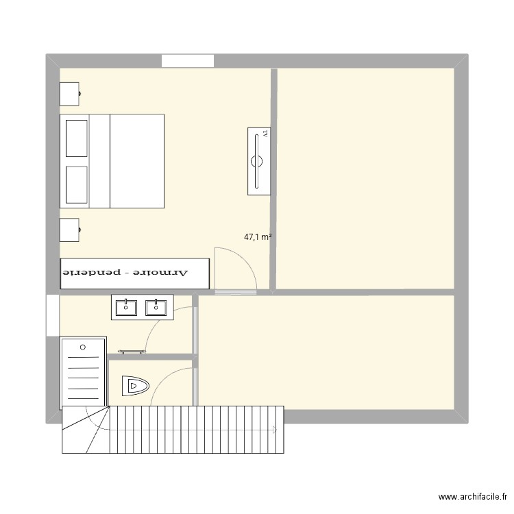 MAISON SOULTZ. Plan de 1 pièce et 47 m2