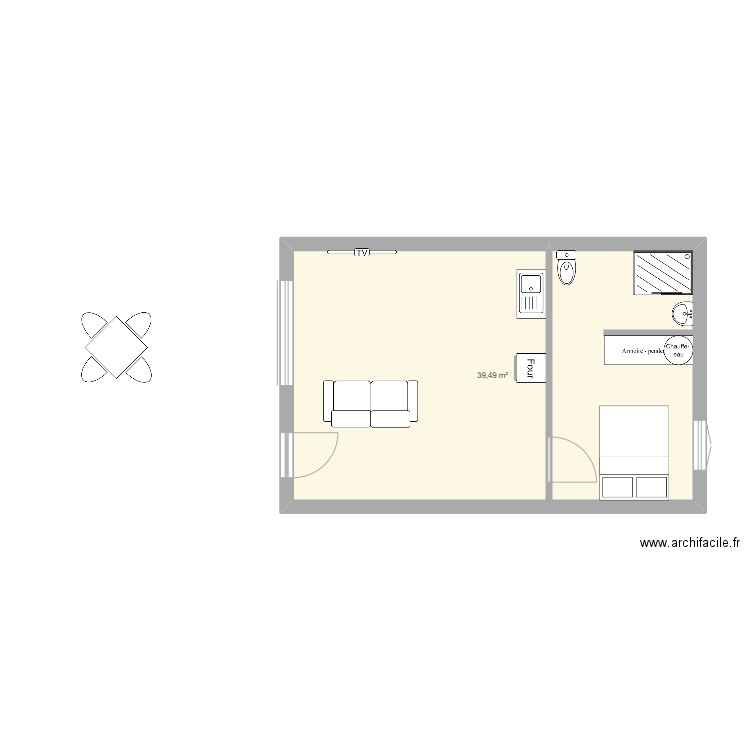 Residence MILANA. Plan de 1 pièce et 39 m2