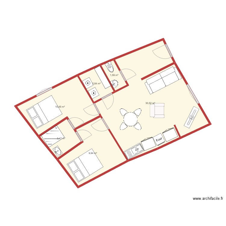 garage montesquieu  2. Plan de 6 pièces et 59 m2