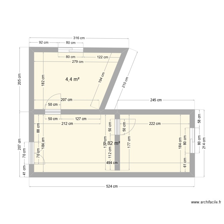 Judicael AGOSSOU. Plan de 2 pièces et 13 m2