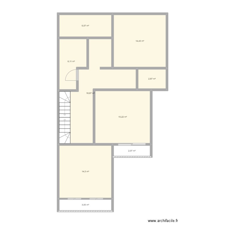 Coromandel. Plan de 9 pièces et 83 m2