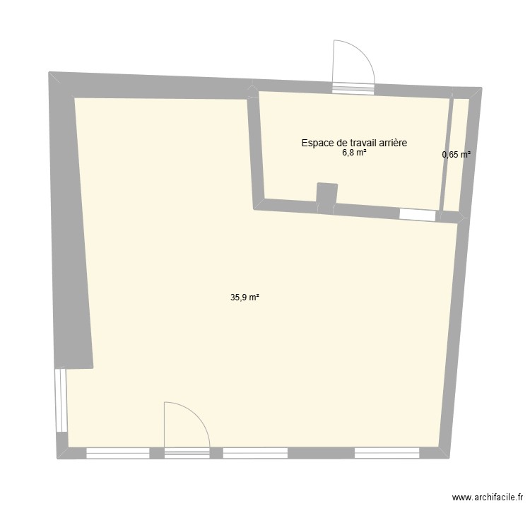 Authentique Café. Plan de 5 pièces et 46 m2