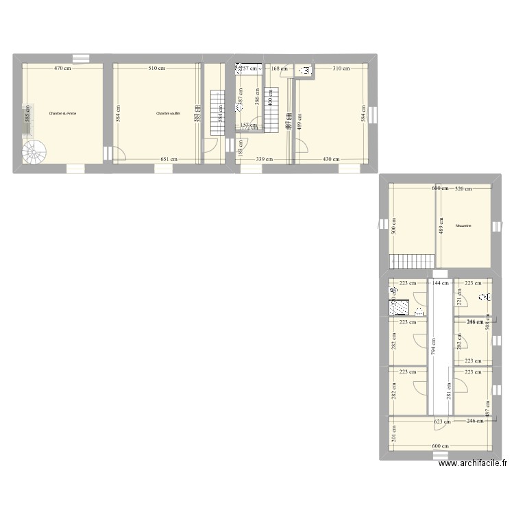 Etage Maison. Plan de 14 pièces et 212 m2