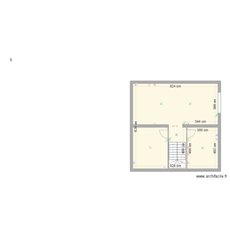 19 P Doumer Sous sol elec. Plan de 1 pièce et 67 m2