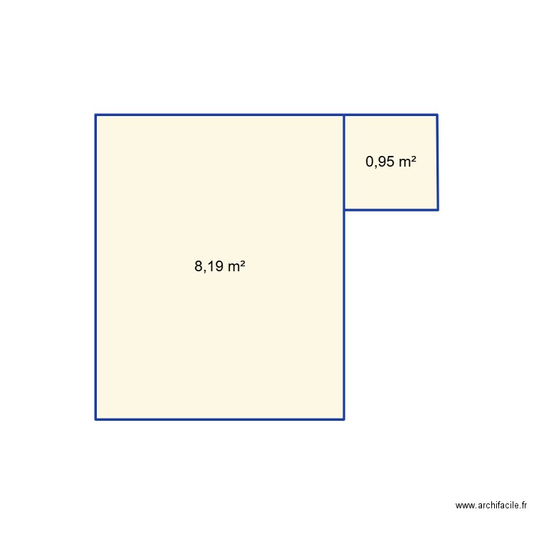 Bureau 2. Plan de 2 pièces et 9 m2