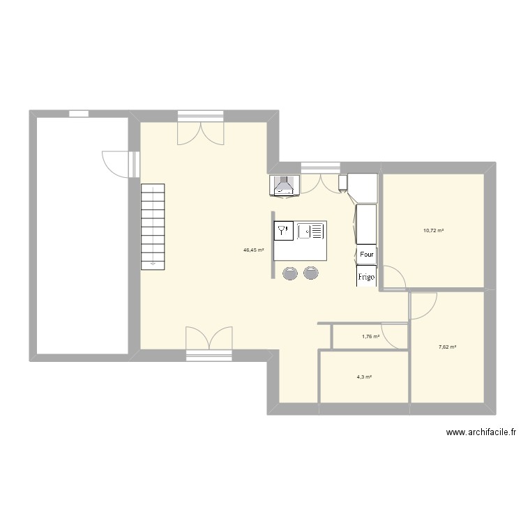 sabrina plan modifie et meublé BIS. Plan de 5 pièces et 71 m2