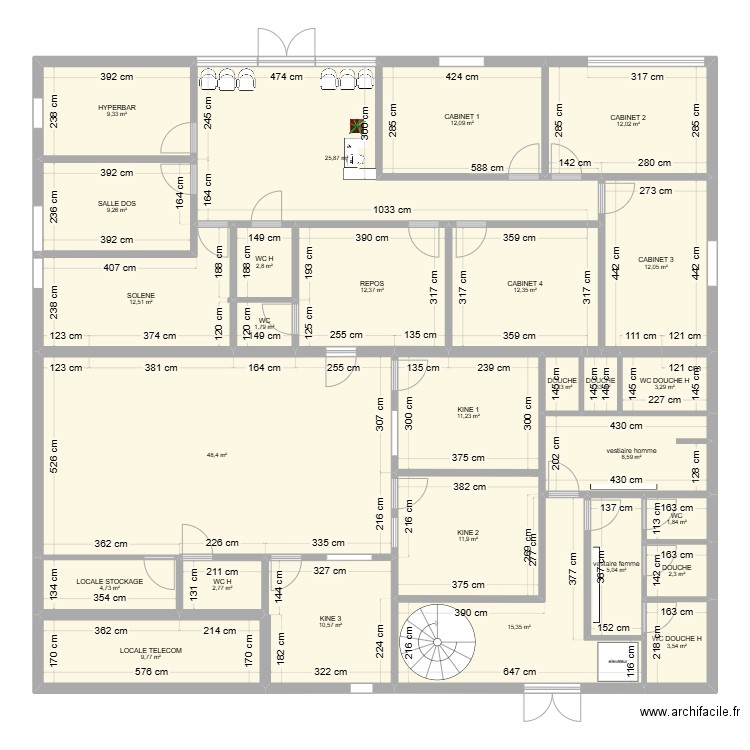 paris3. Plan de 27 pièces et 264 m2