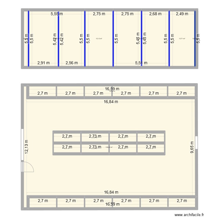 depot log. Plan de 17 pièces et 308 m2