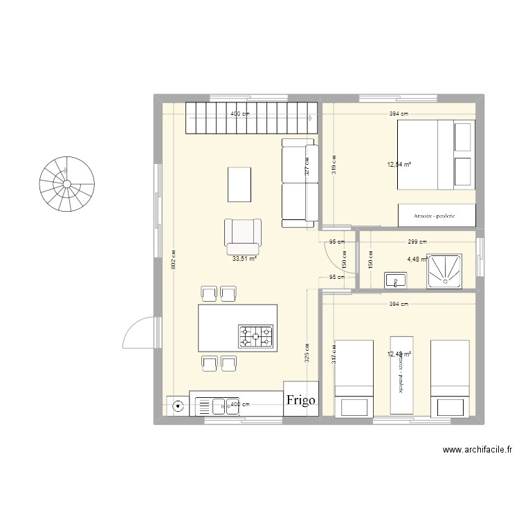 maison 2. Plan de 4 pièces et 63 m2