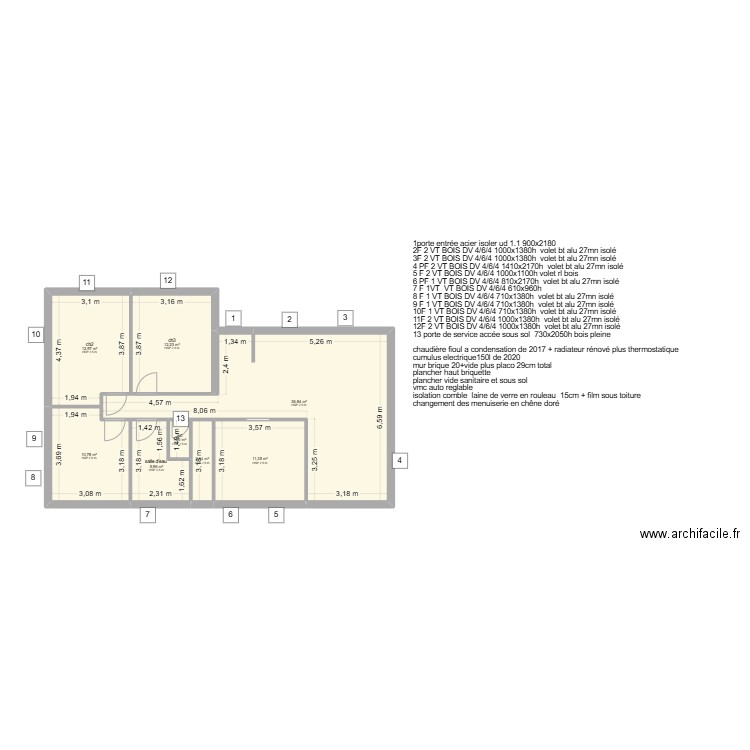 bonato fils. Plan de 8 pièces et 94 m2