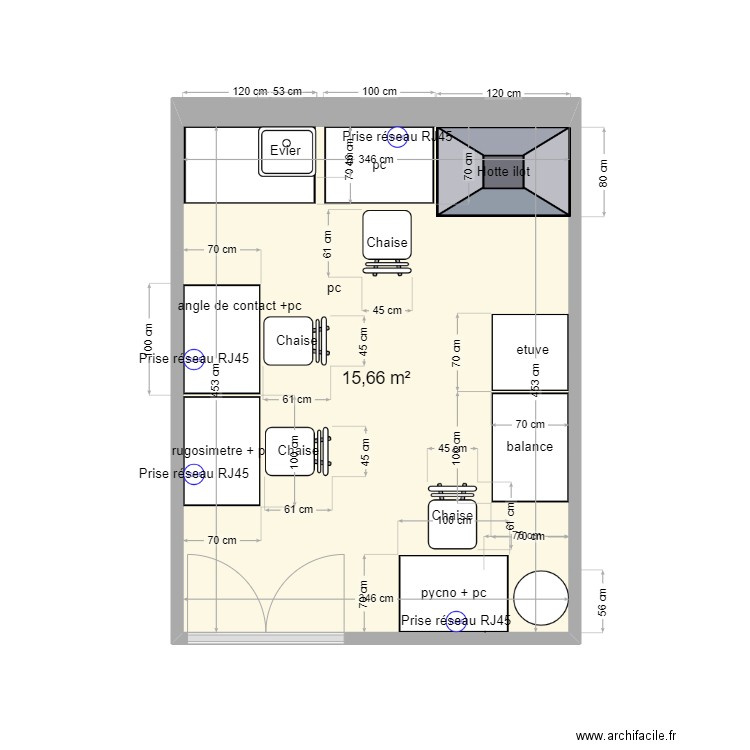 pycno. Plan de 1 pièce et 16 m2