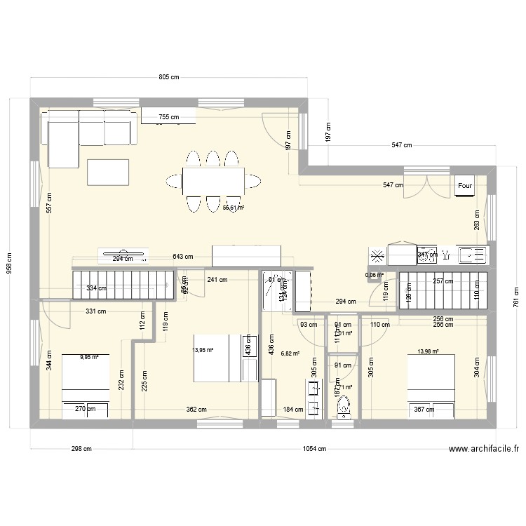 maison. Plan de 8 pièces et 104 m2