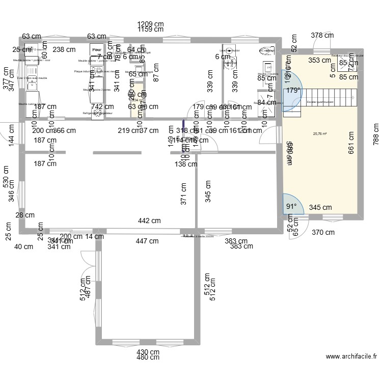 plan rdc. Plan de 2 pièces et 27 m2