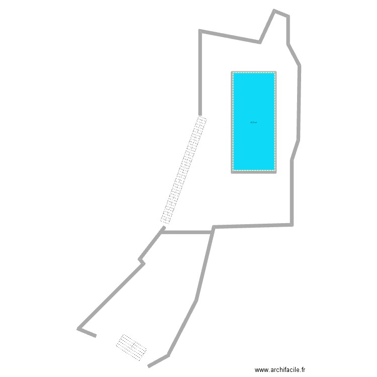 Piscine. Plan de 1 pièce et 33 m2