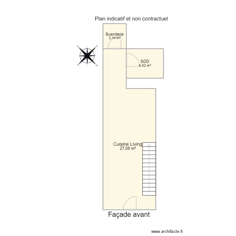 Petigny . Plan de 3 pièces et 33 m2