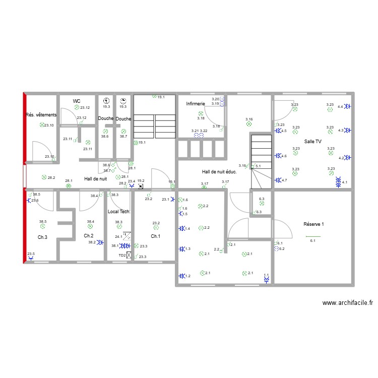 Hamoir Etage1.2. Plan de 19 pièces et 87 m2