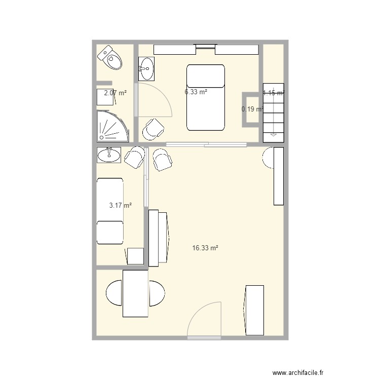 institut. Plan de 6 pièces et 29 m2